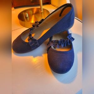 CHILDREN CHIC Canvas Mary Jane Shoes with Elastic Straps Navy Blue. Size 2Y